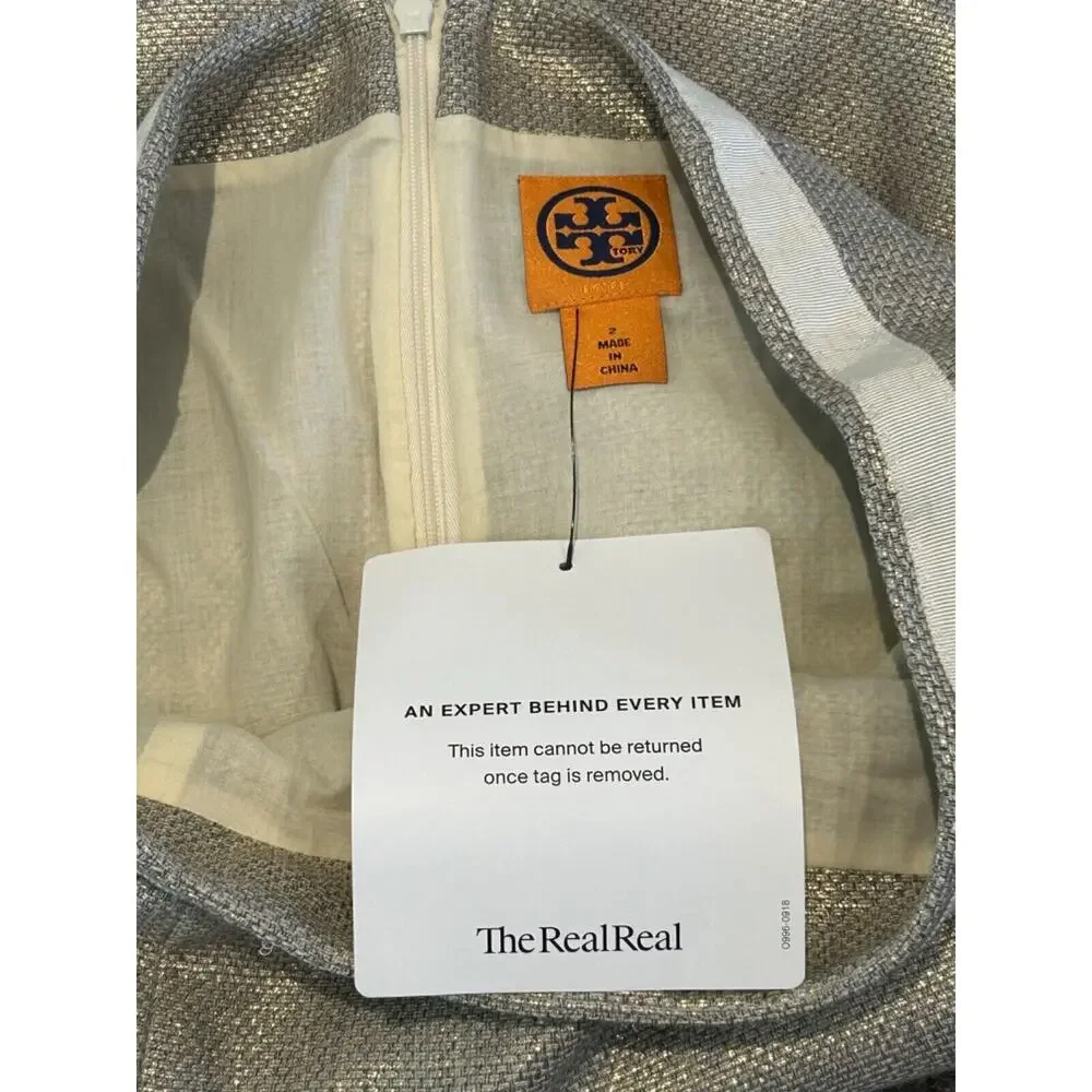 Tory Burch Tweed Gold Metallic Pencil Skirt 2